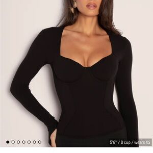 Chic Black Long Sleeve Shaping Top